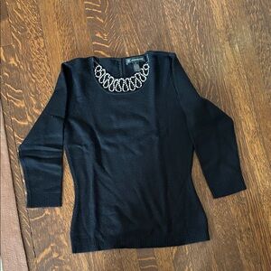 INC International Concepts Black Sweater with Silver Accents